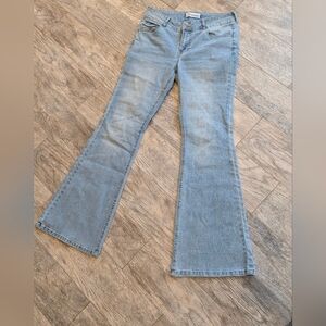 RE generation Light Blue Western Flare Jeans Wide Leg Festival Boho Size 7/28